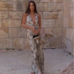 BRAND NEW Zara silk multi positional printed dress limited edition